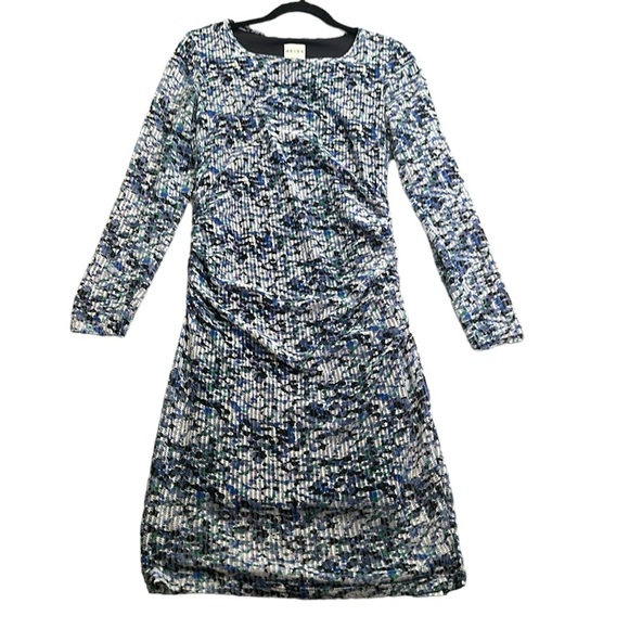 Reiss floral print multi color mash bodycon long sleeve mini dress size 8 Fariy - Picture 5 of 14